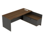 Sunon: Executive Desk With Side Return; (180x150x75)cm, Felix Walnut/M.Grey