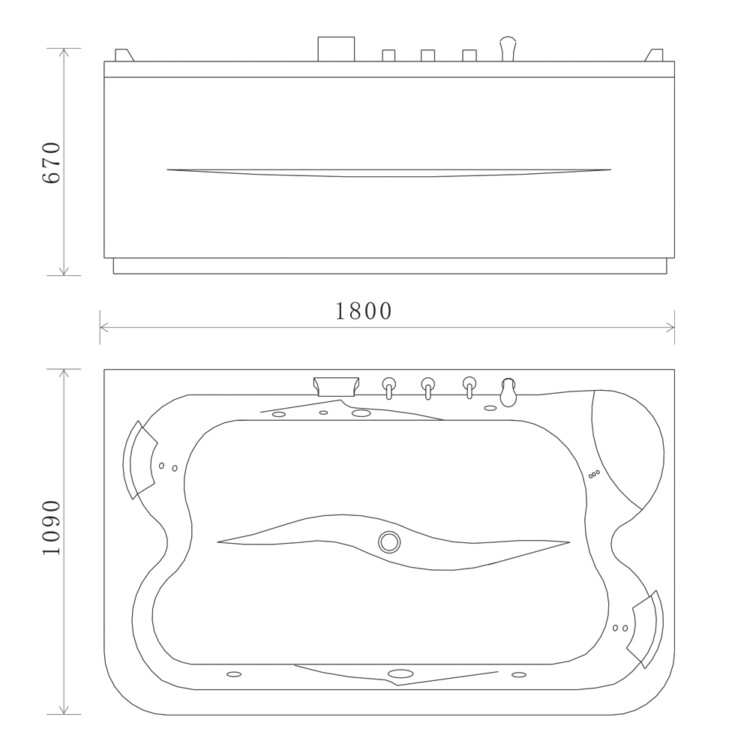 FSHN: Massage BathTub: 1800x1090x670mm : White #D-3181