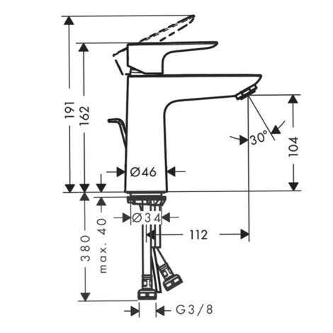 Talis E 110: Basin Mixer: Single Lever Chrome Plated