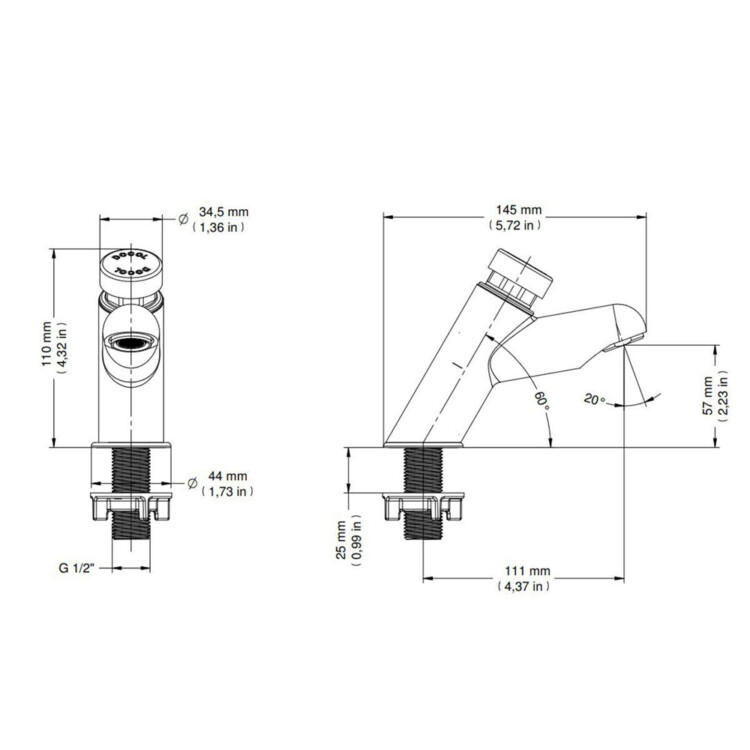 Docol: Pressmatic LEED: 110 Delay Action Tap, 1/2in; Chrome Plated ...