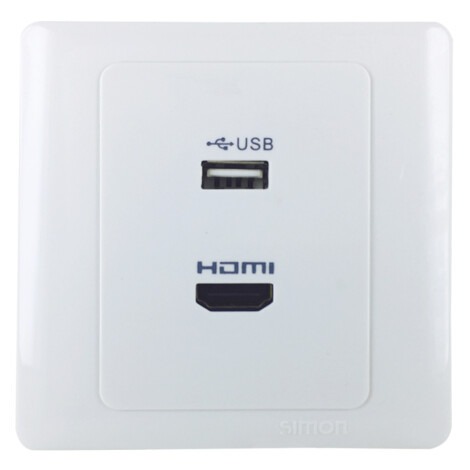 SIMON: USB-HDMI Outlet Adaptor: White #55494 1