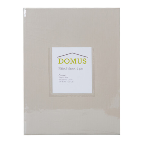 DOMUS: Fitted Queen Bed Sheet, 250T 100% Cotton: 180×200+30cm 1