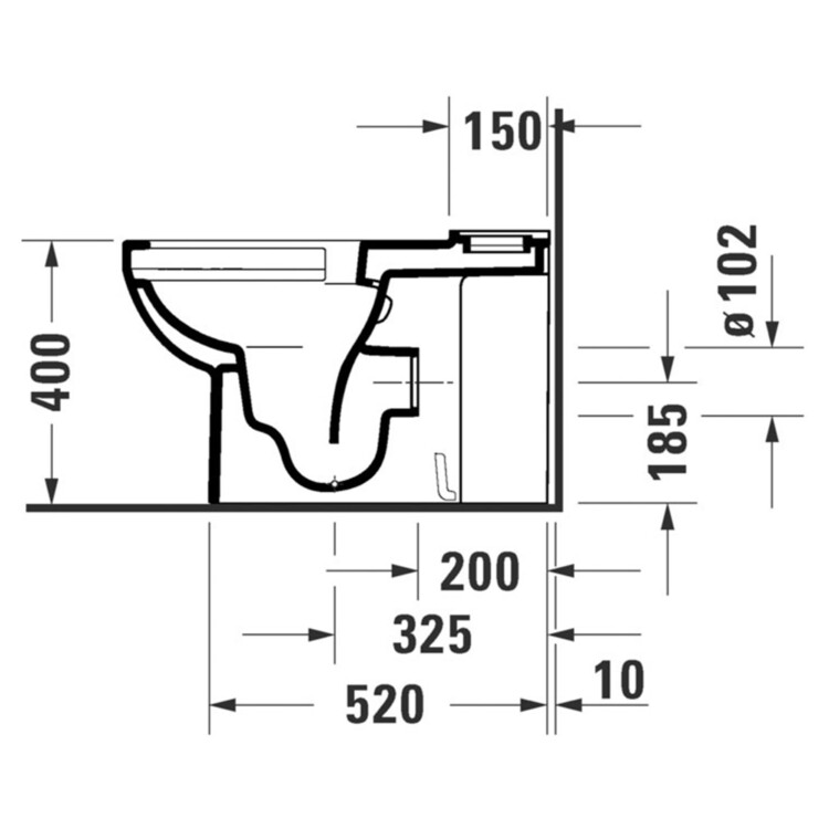 Durastyle Eco: WC Pan: Rimless Close Coupled 65cm, White