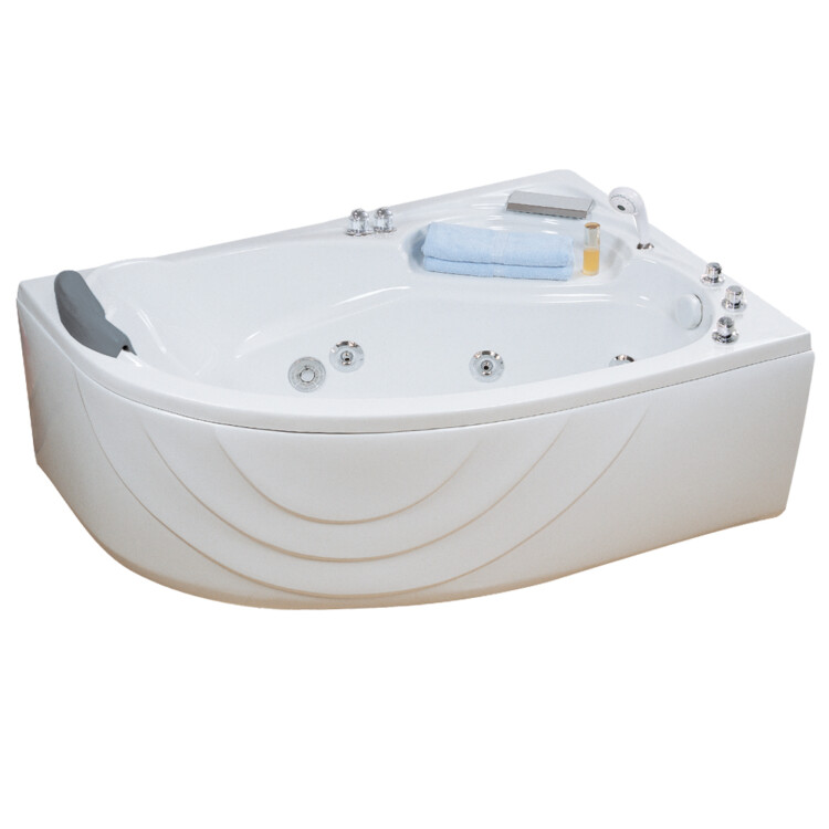 Corner Massage Bathtub (Right), White