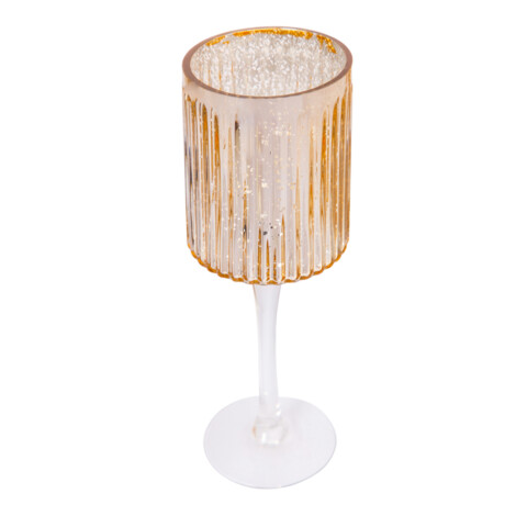 Ribbed Champagne Glass Candle Holder; (9x25)cm