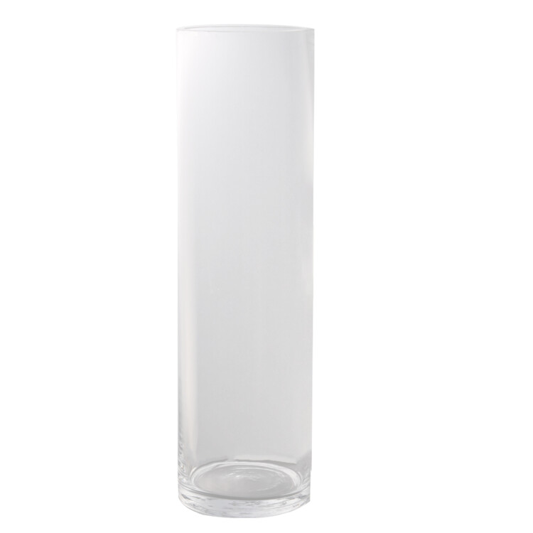 Domus: Clear Cylindrical Glass Vase: (50x14.3)cm