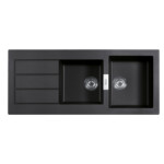 S2D621-116 Sirius Tectonite Inset Kitchen Sink, Double Bowl/Single Drain, Carbon Black