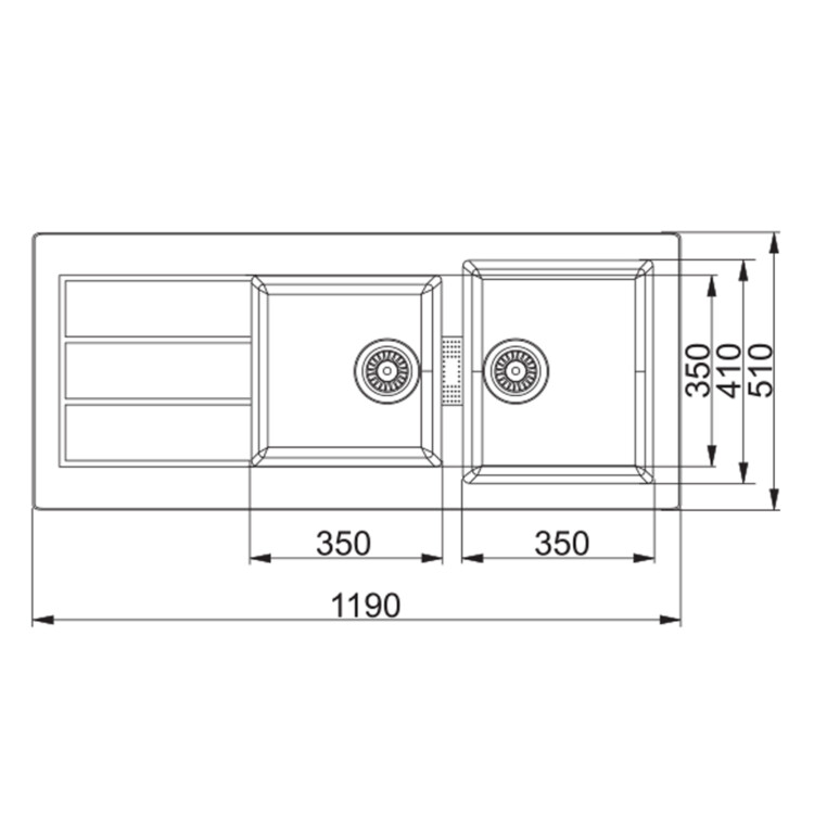 S2D621-116 Sirius Tectonite Inset Kitchen Sink, Double Bowl/Single Drain, Carbon Black