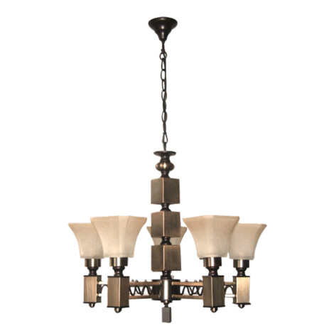 Square Coppery Iron Ceiling Pendant Lamp: 5xE27, (70 x 90)cm 1