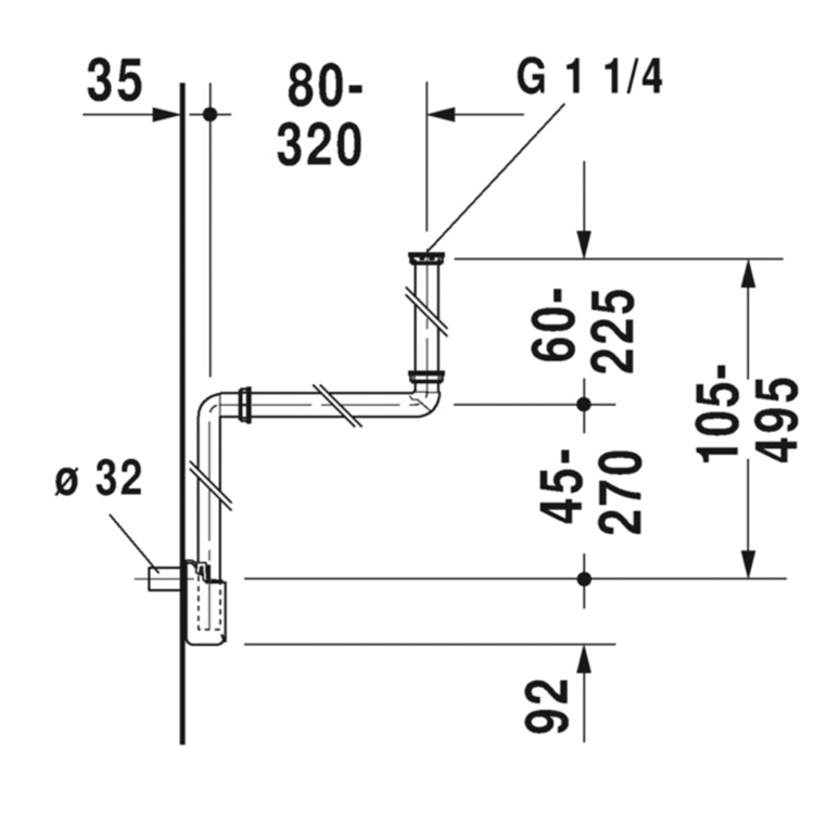 Space Saving Bottle Trap: 1.25inch White