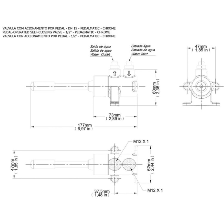 Docol matic: Pedal Operated Flush Valve, Chrome Plated