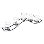 Glass Candle Holder With Metal Stand, (48x7x14.1)cm, Black