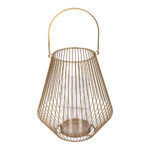 Metal lantern With Glass Hurricane, (22.6x22.6x26.2)cm, Matt Gold