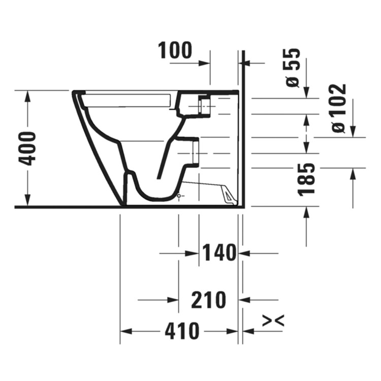 D-Neo: WC Pan, Floor Standing, Rimless + Fixings, 58cm, White