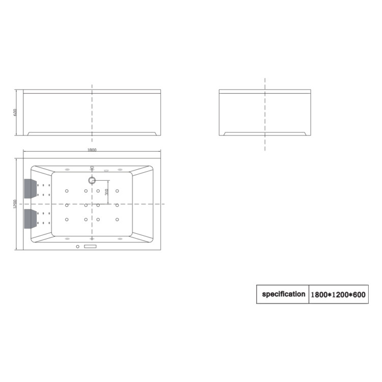 FSHN: Massage BathTub: (180x120x60)cm, White