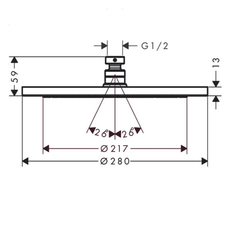 Croma 280: Over Head Shower; 1-Jet; Brushed Bronze