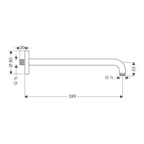 Hansgrohe: Shower Arm DN15; 389mm; Brushed Black Chrome