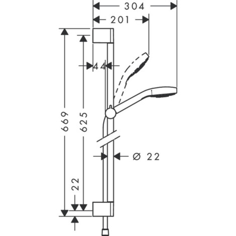 Croma Select S:Shower Kit & Rail: White/Chrome Plated