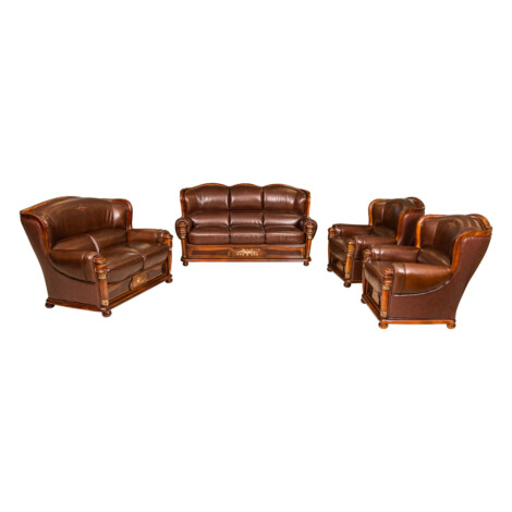 Leather Sofa: 7-Seater (3+2+1+1), Brown 1