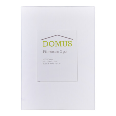 Domus: Pillow Case, 2PC Set: 233TC 100% Cotton in Zipper Bag: (50×75+15)cm 1