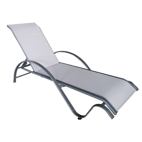 Garden Furniture: Textilene Steel Lounge Chair, Black/Grey 1