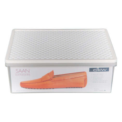 Saan Multi Purpose Storage Box With Lid; Medium, White/SoftGrey/Cream 1