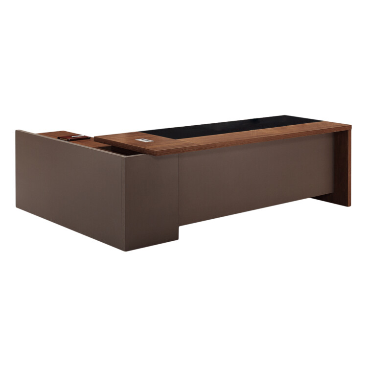 Executive Desk + Side Return, Left; (240x180x76)cm, King Walnut/KanoGrey