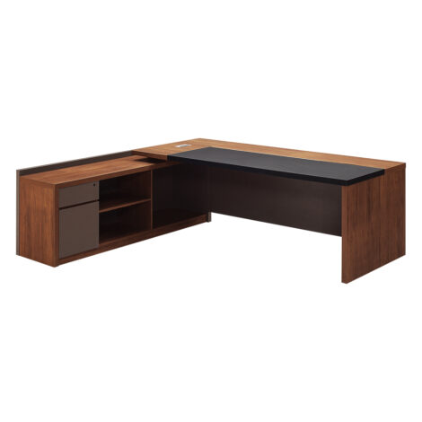 Executive Desk + Side Return, Left; (240x180x76)cm, King Walnut/KanoGrey