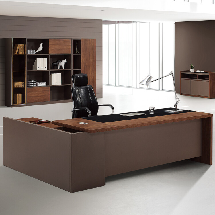 Executive Desk + Side Return, Left; (240x180x76)cm, King Walnut/KanoGrey