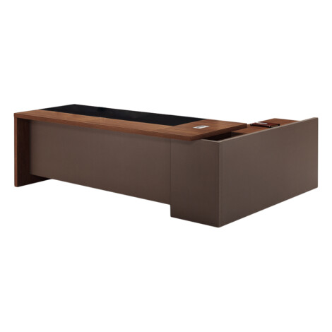 Executive Desk + Side Return, Right; (240x180x76)cm, King Walnut/KanoGrey 1