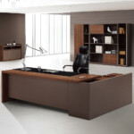 Executive Desk + Side Return, Right; (240x180x76)cm, King Walnut/KanoGrey