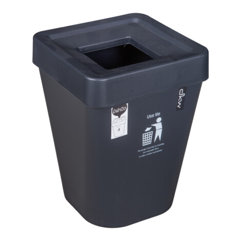 Printed Block Bin With Lid; 5.5Lts, Dark Grey/White