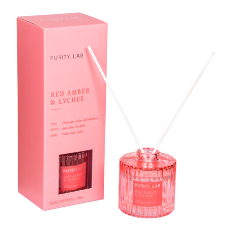 Textured Glass Scent Diffuser: 150ml, Red Amber/Lychee