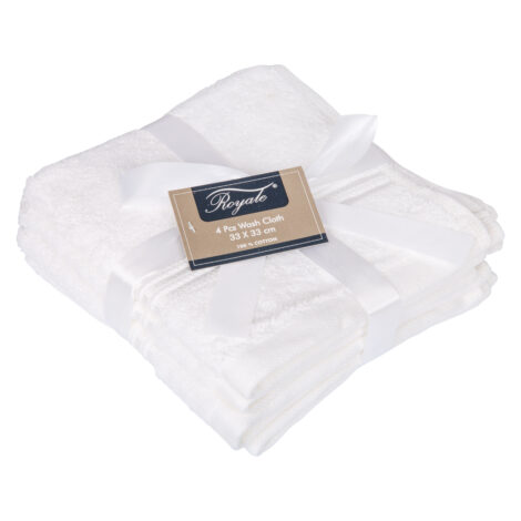Bath Towel Set, 4Pcs Plain 550GMS, White
