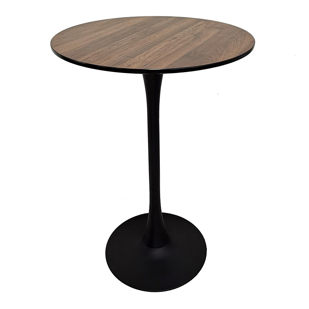 City: Round High Bar Table-Wood Top; (Ø70x106cm), Walnut/Black 1