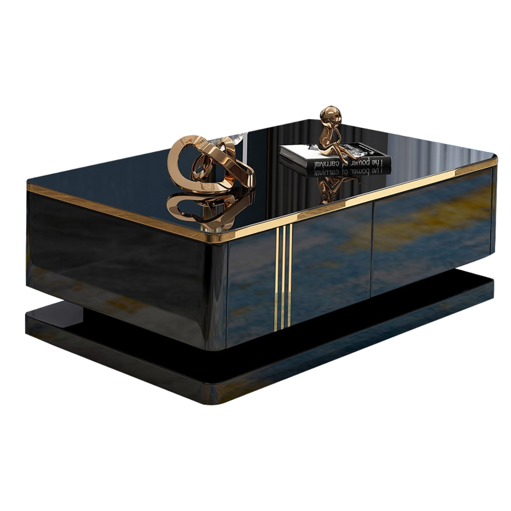 Coffee Table; (120x60x41)cm, Glossy Black/Gold 1