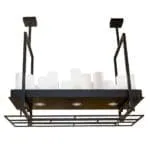 Domus: Glass Ceiling Pendant Lamp, 5 Lights: E27, (D95xW25xH70)cm, Black