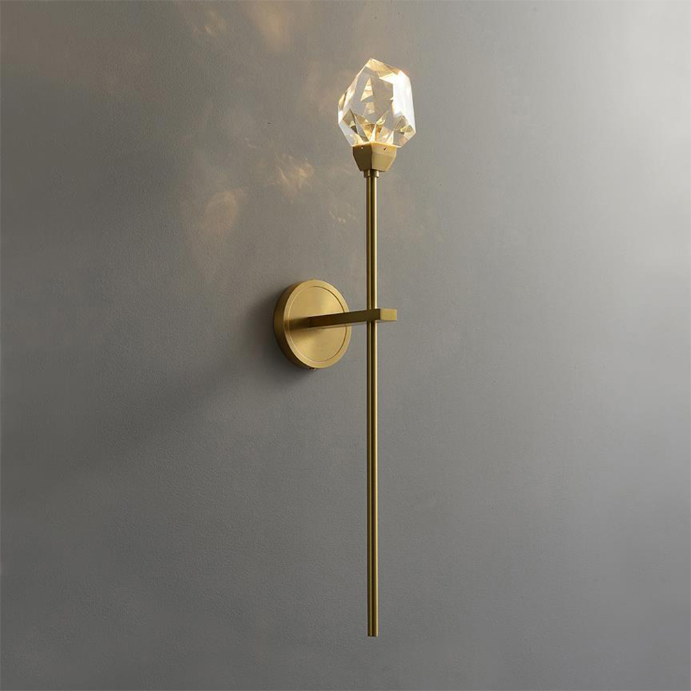 Domus: Crystal / Glass Wall Lamp: G4, (D12xH60)cm, Gold