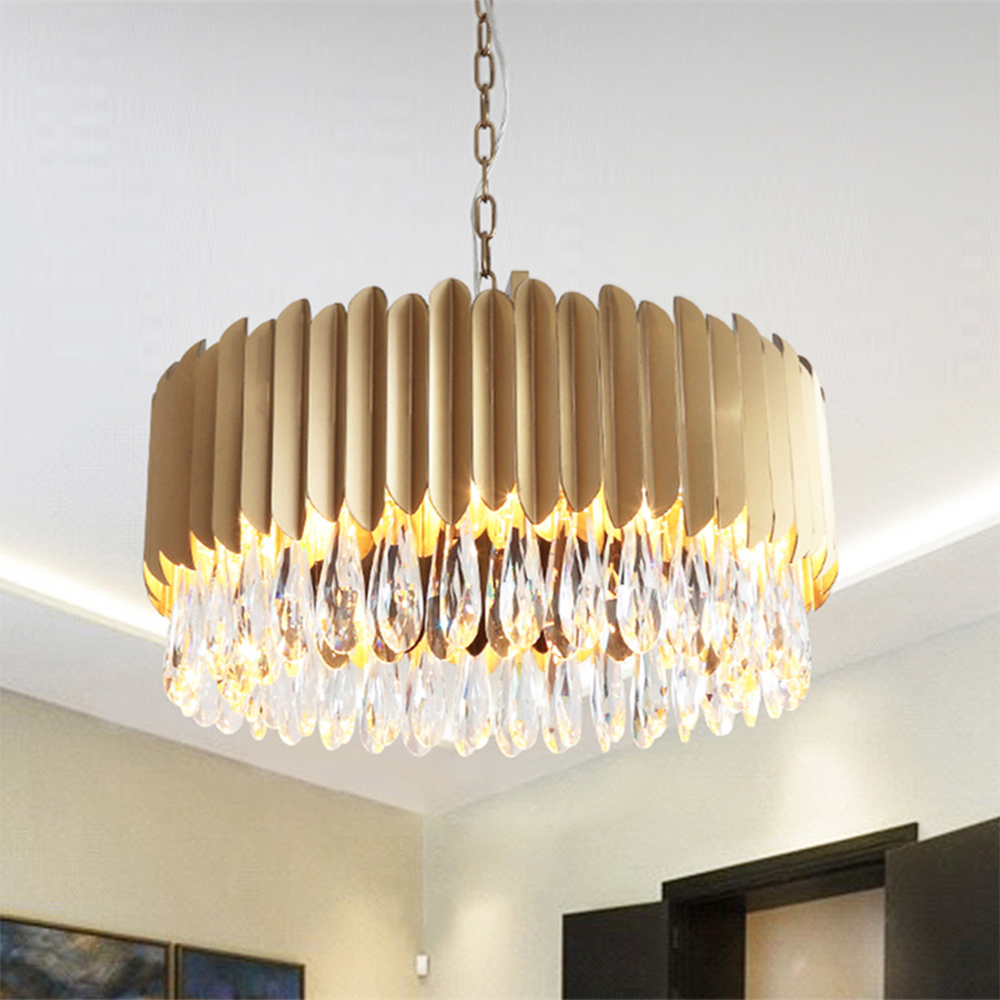 Domus: Crystal/ Steel Ceiling Pendant Lamp: E14; (60x30)cm, Gold