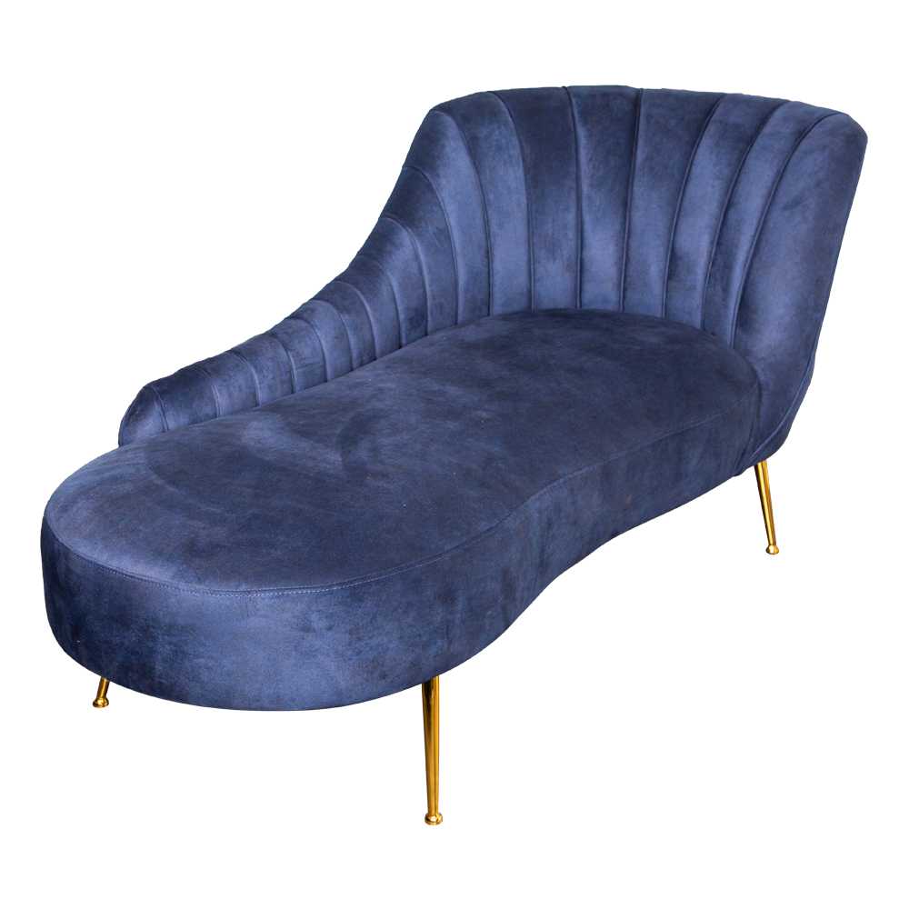 Fabric Sofa Bed With Chaise-Left, Deep Blue