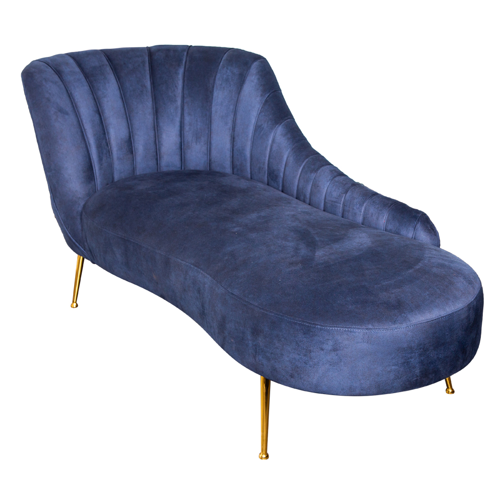 Fabric Sofa Bed With Chaise-Right, Deep Blue