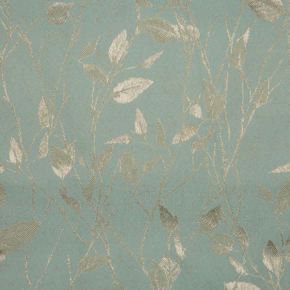 Mozart Texturted Leaf Patterned Polyester Curtain Fabric; 280cm, Light Blue 1