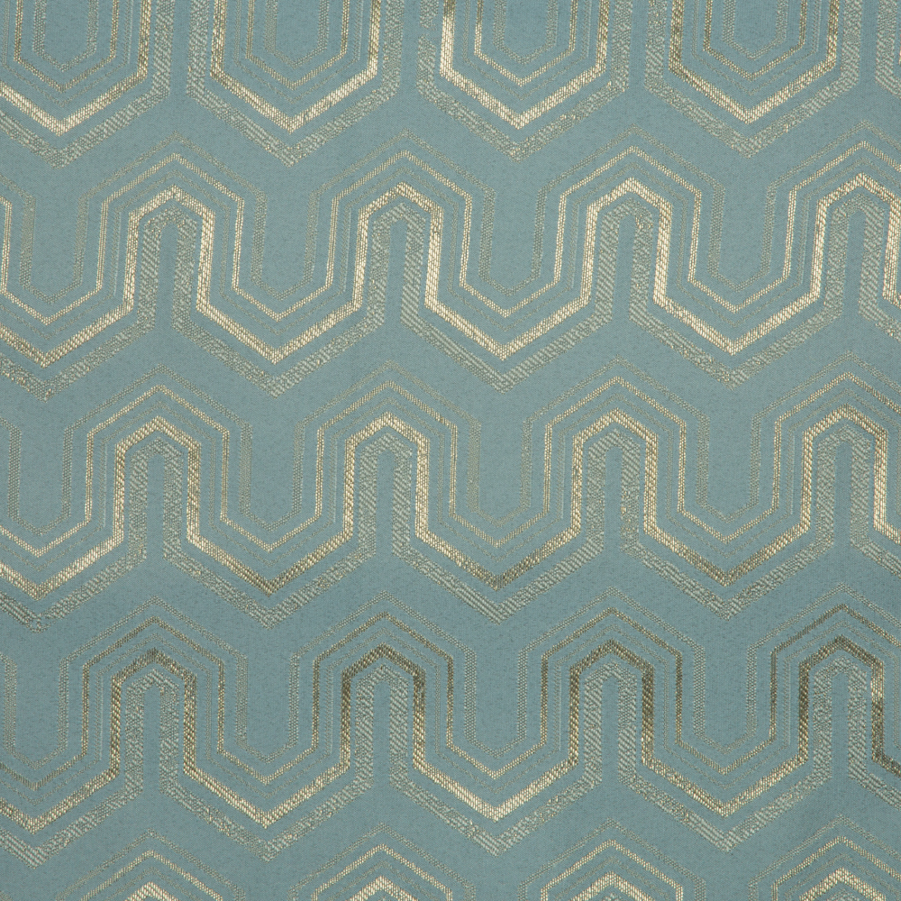 Mozart Texturted Chevron Patterned Polyester Curtain Fabric; 280cm, Light Blue 1