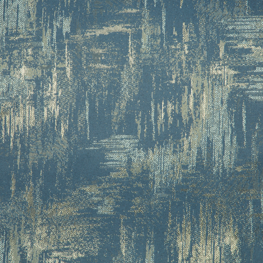 Mozart Texturted Patterned Polyester Curtain Fabric; 280cm, Dark Teal Blue 1
