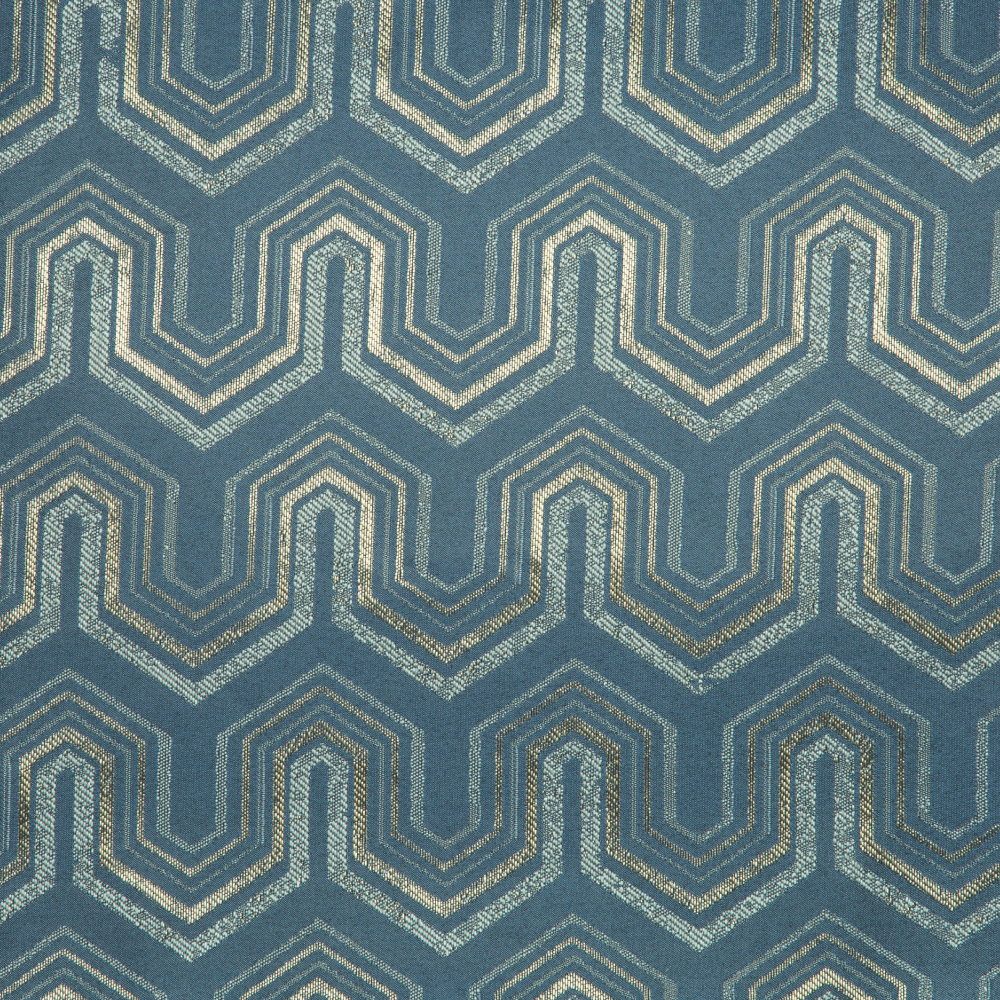 Mozart Texturted Chevron Patterned Polyester Curtain Fabric; 280cm, Dark Teal Blue 1