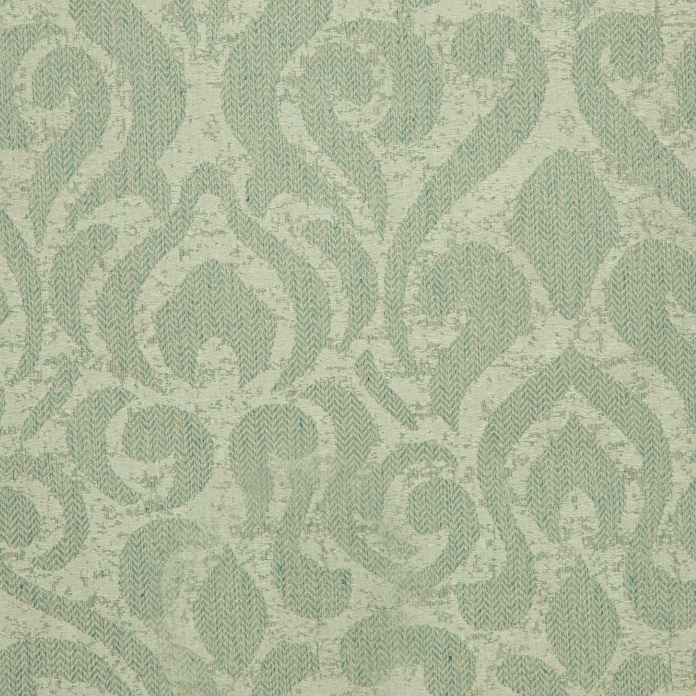 Savona Collection Brocade Patterned Polyester Cotton Jacquard Fabric; 280cm, Beige/Green 1
