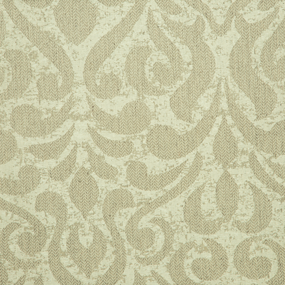 Savona Collection Brocade Patterned Polyester Cotton Jacquard Fabric; 280cm, Beige/Grey 1