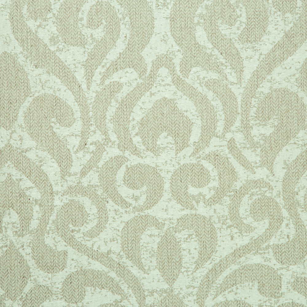 Savona Collection Brocade Patterned Polyester Cotton Jacquard Fabric; 280cm, Grey/Green 1