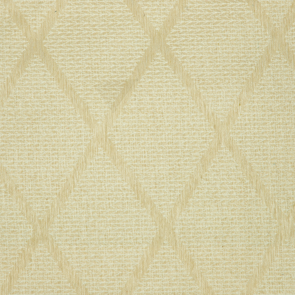 Savona Collection Diamond Patterned Polyester Cotton Jacquard Fabric; 280cm, Beige 1
