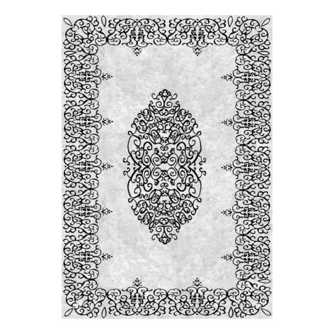 Modevsa: Chenille Flower Bordered Patterned Carpet Rug: (240×340)cm, Grey 1